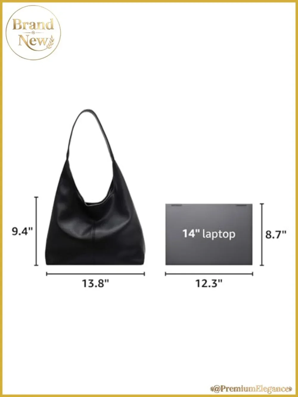 Women's Slouchy Hobo Tote Bag Set PU Leather Shoulder Handbag 2pcs Work Purse